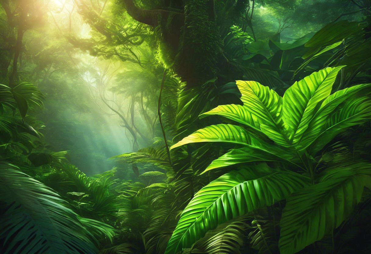 A vibrant Kratom plant thrives in a lush tropical forest. A vibrant Kratom plant thrives in a lush tropical forest.