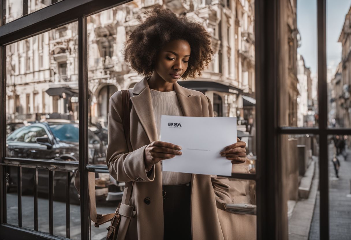 A person holds an ESA letter in front of a supportive landlord. A person holds an ESA letter in front of a supportive landlord.