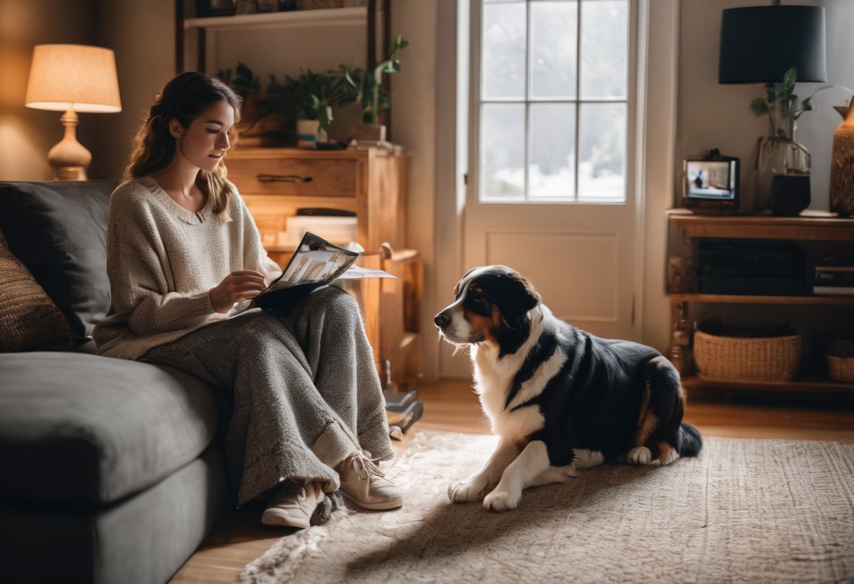 A person sitting with their emotional support animal in a cozy home. A person sitting with their emotional support animal in a cozy home.