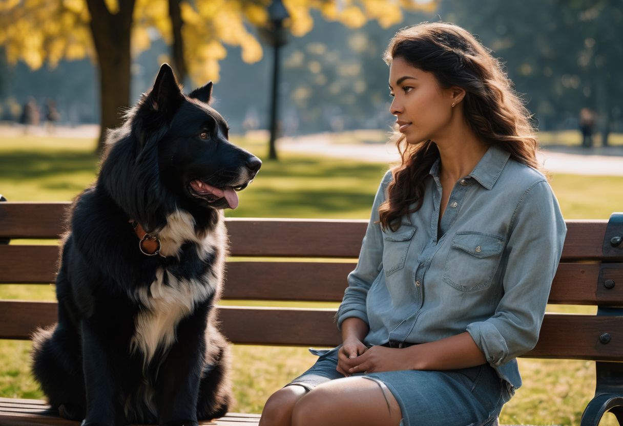 A person with their emotional support animal in a serene park. A person with their emotional support animal in a serene park.