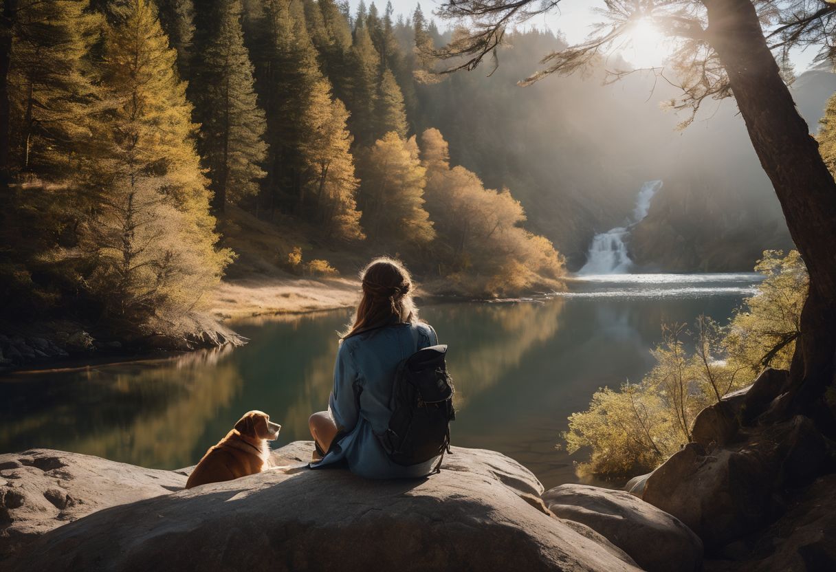 A person with their emotional support animal enjoying nature in a peaceful setting. A person with their emotional support animal enjoying nature in a peaceful setting.