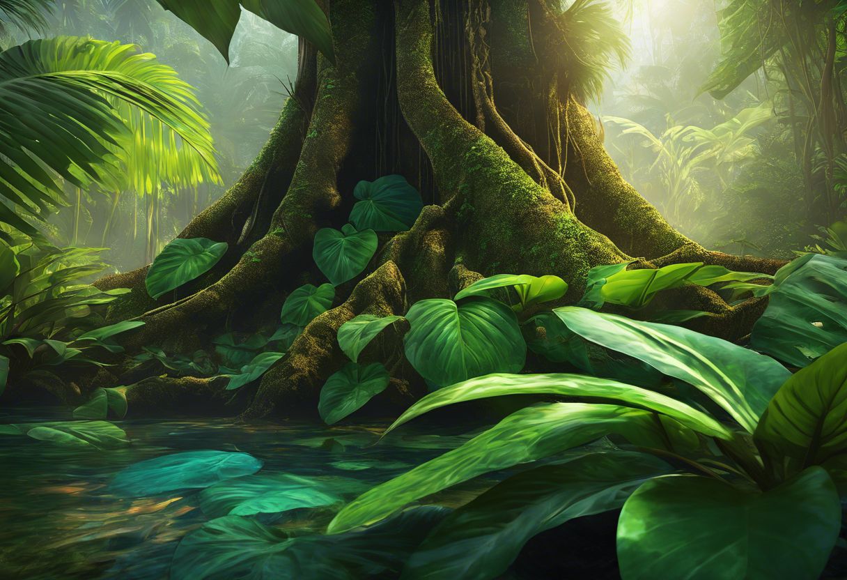 Close-up of kava roots and leaves in a tropical environment. Close-up of kava roots and leaves in a tropical environment.