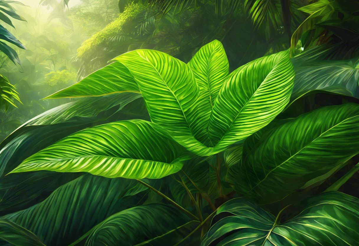Freshly picked kratom leaves in a lush, tropical jungle setting. Freshly picked kratom leaves in a lush, tropical jungle setting.