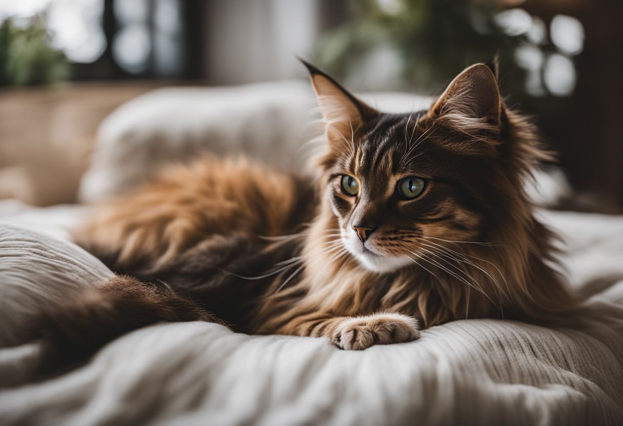 A cute emotional support animal rests in a cozy home environment.