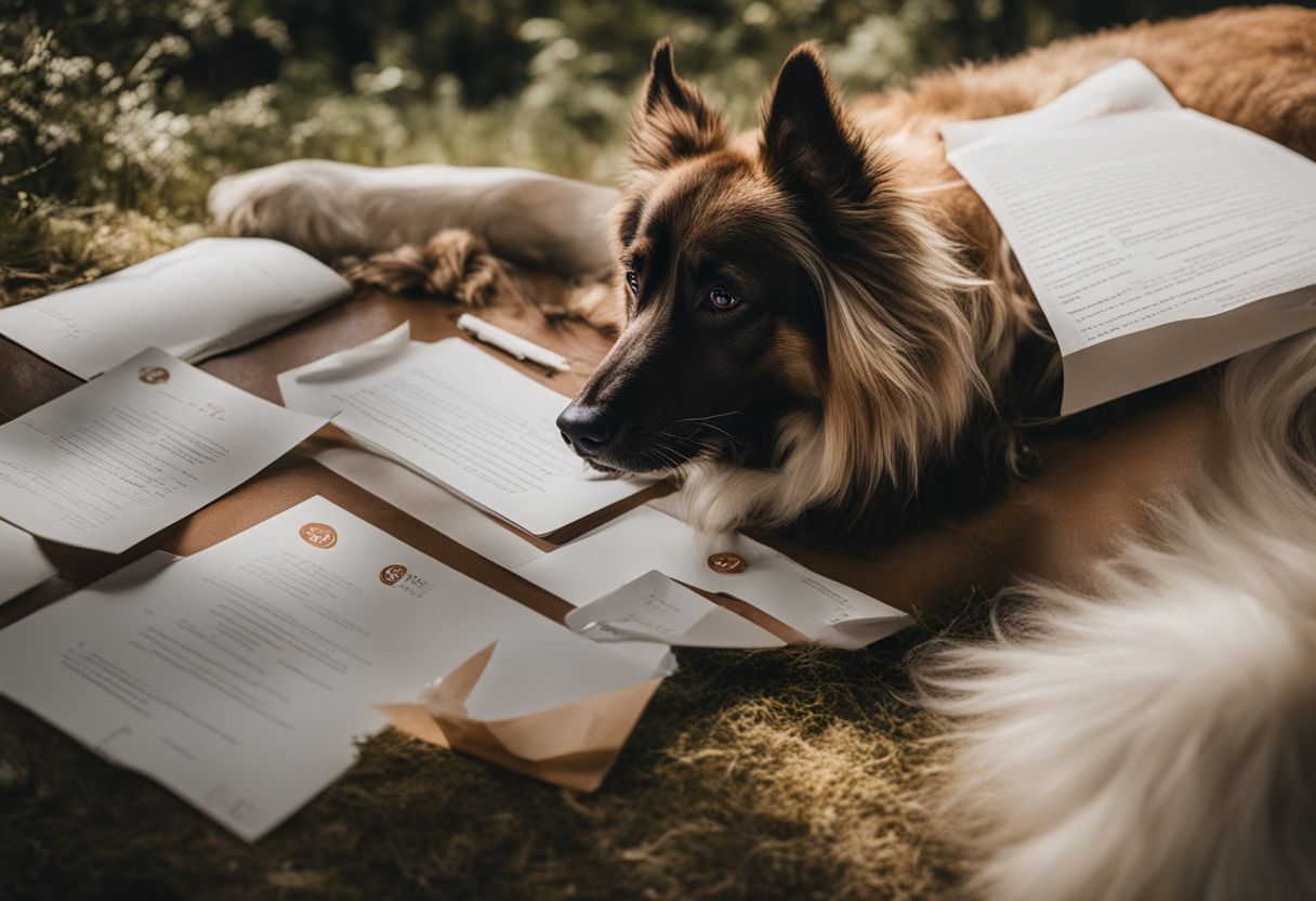 An emotional support dog lying beside an open ESA letter in a natural setting. An emotional support dog lying beside an open ESA letter in a natural setting.
