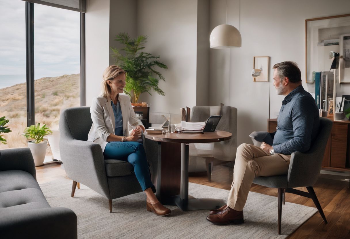 A therapist discussing emotional support animals with a patient. A therapist discussing emotional support animals with a patient.
