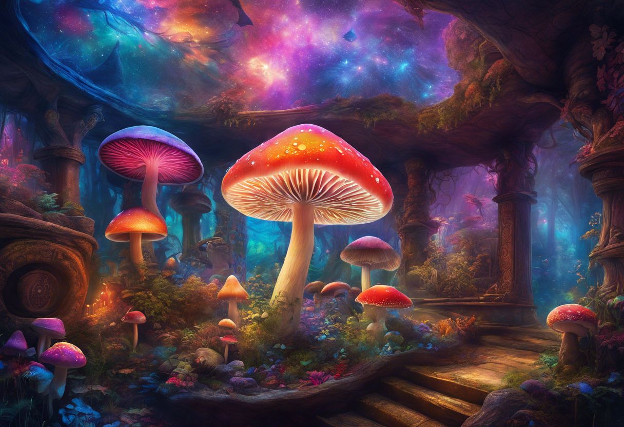 Various magic mushroom products displayed in a smoke shop. Various magic mushroom products displayed in a smoke shop.