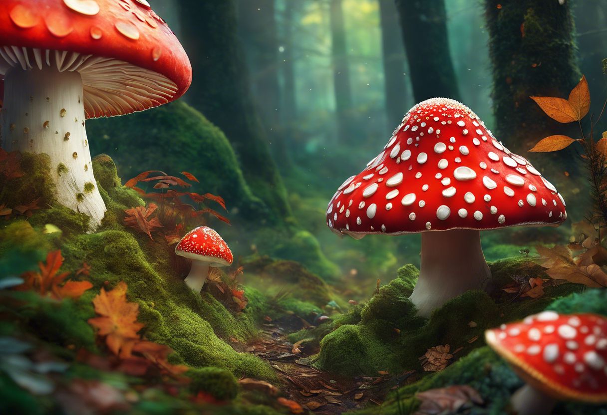 Amanita Muscaria gummies in a forest setting, surrounded by nature.