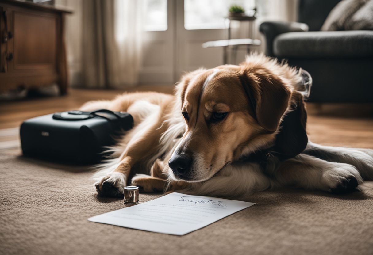 A comforting home environment with emotional support and service dogs. A comforting home environment with emotional support and service dogs.