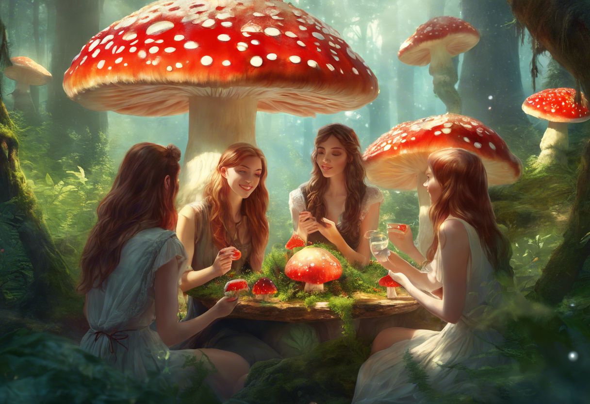 A group of friends enjoying Amanita Muscaria Gummies in nature. A group of friends enjoying Amanita Muscaria Gummies in nature.
