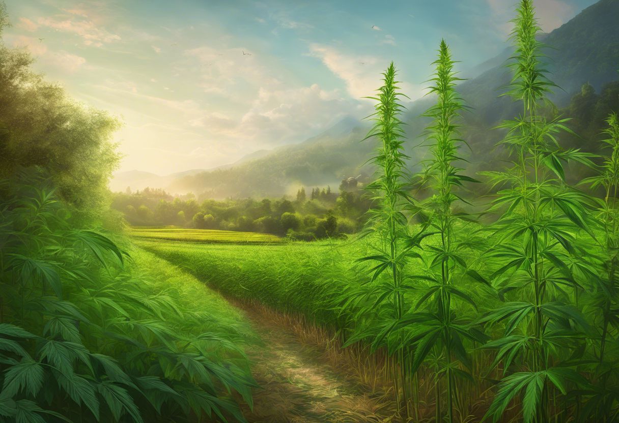 A hemp field with legal Delta-8 THC plants, emphasizing natural beauty and medicinal properties. A hemp field with legal Delta-8 THC plants, emphasizing natural beauty and medicinal properties.