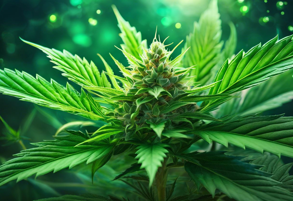 A close-up of a cannabis plant showing THC-B compounds and other cannabinoids.