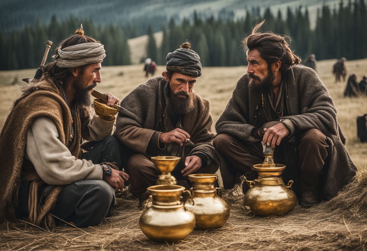 Scythian nomads using gold bongs in their burial mounds. Scythian nomads using gold bongs in their burial mounds.