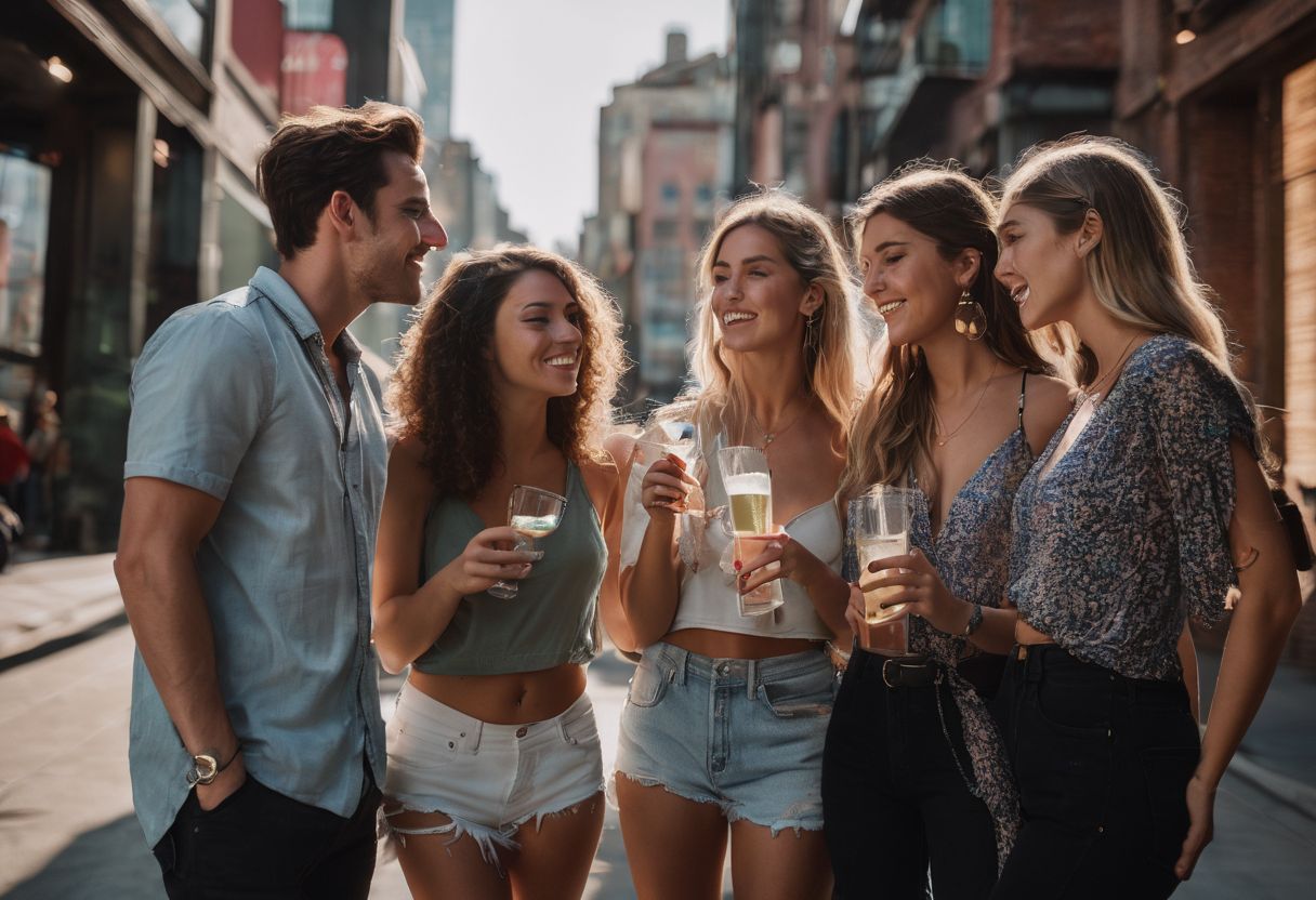 A group of friends sharing a bong in an urban setting. A group of friends sharing a bong in an urban setting.