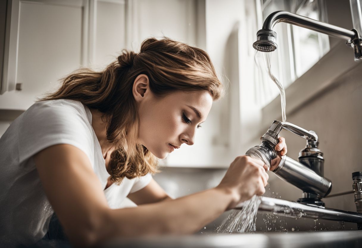 A person cleaning a bong in a well-lit kitchen sink. A person cleaning a bong in a well-lit kitchen sink.