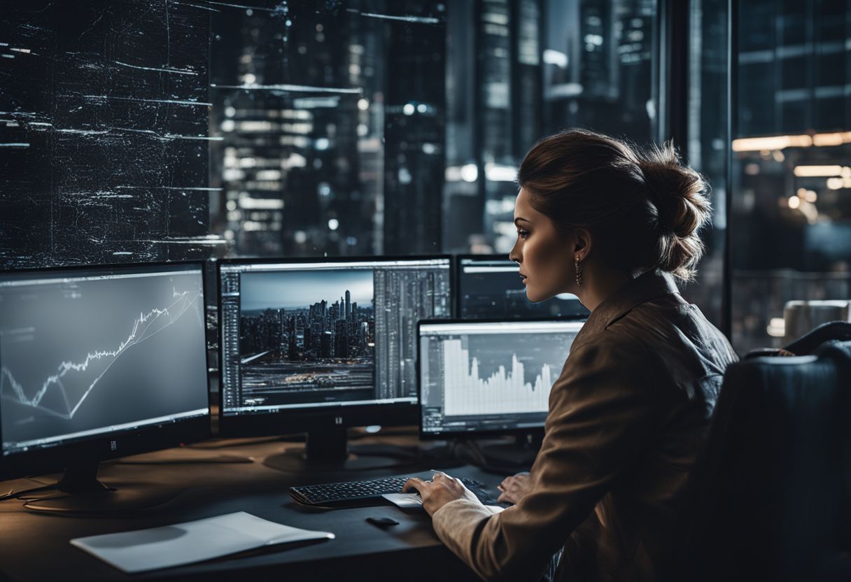 A person using dark web monitoring software and looking at cityscape photography. A person using dark web monitoring software and looking at cityscape photography.