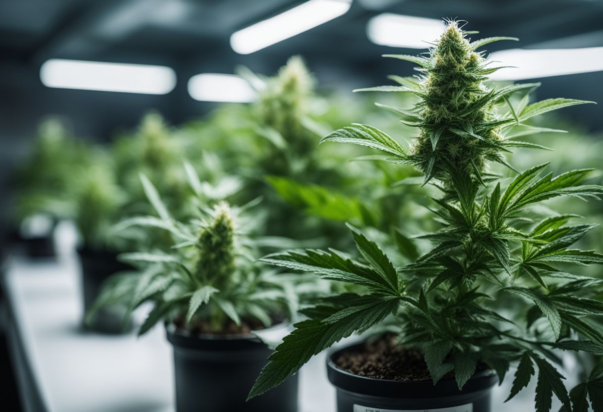 Close-up of CBG and CBD plants in a laboratory setting. Close-up of CBG and CBD plants in a laboratory setting.