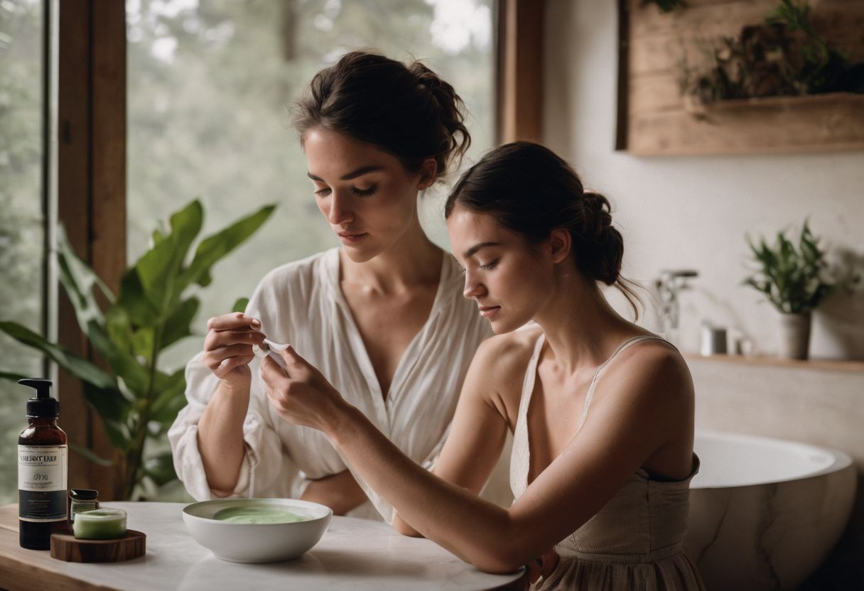 A person applies CBD cream in a peaceful natural setting. A person applies CBD cream in a peaceful natural setting.