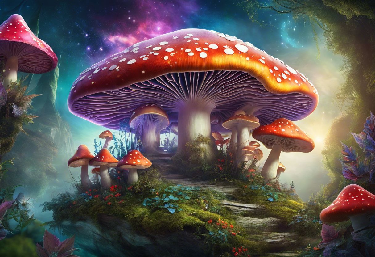 Various magic mushroom and cannabinoid products arranged in natural setting. Various magic mushroom and cannabinoid products arranged in natural setting.